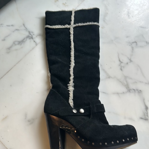 Nine West Vintage America distressed Suede & fleece Knee high boots! Size UK 4! - Picture 4 of 16